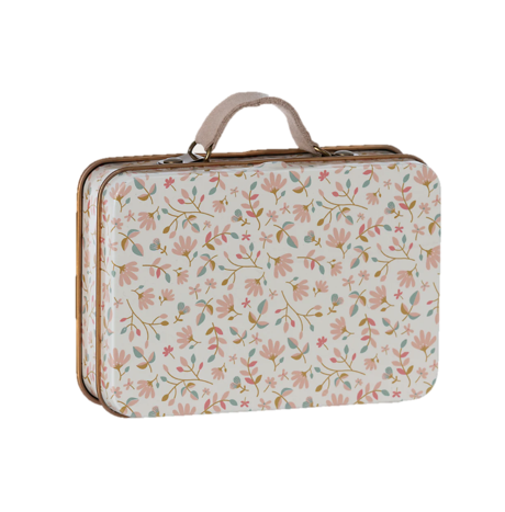 Maleta Metal Estampado Flores Rosa